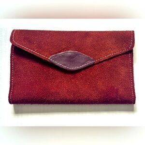 Brand New! Vintage! Knockoff Westport Checkbook Wallet 80s Brasil Nubuck Suede!